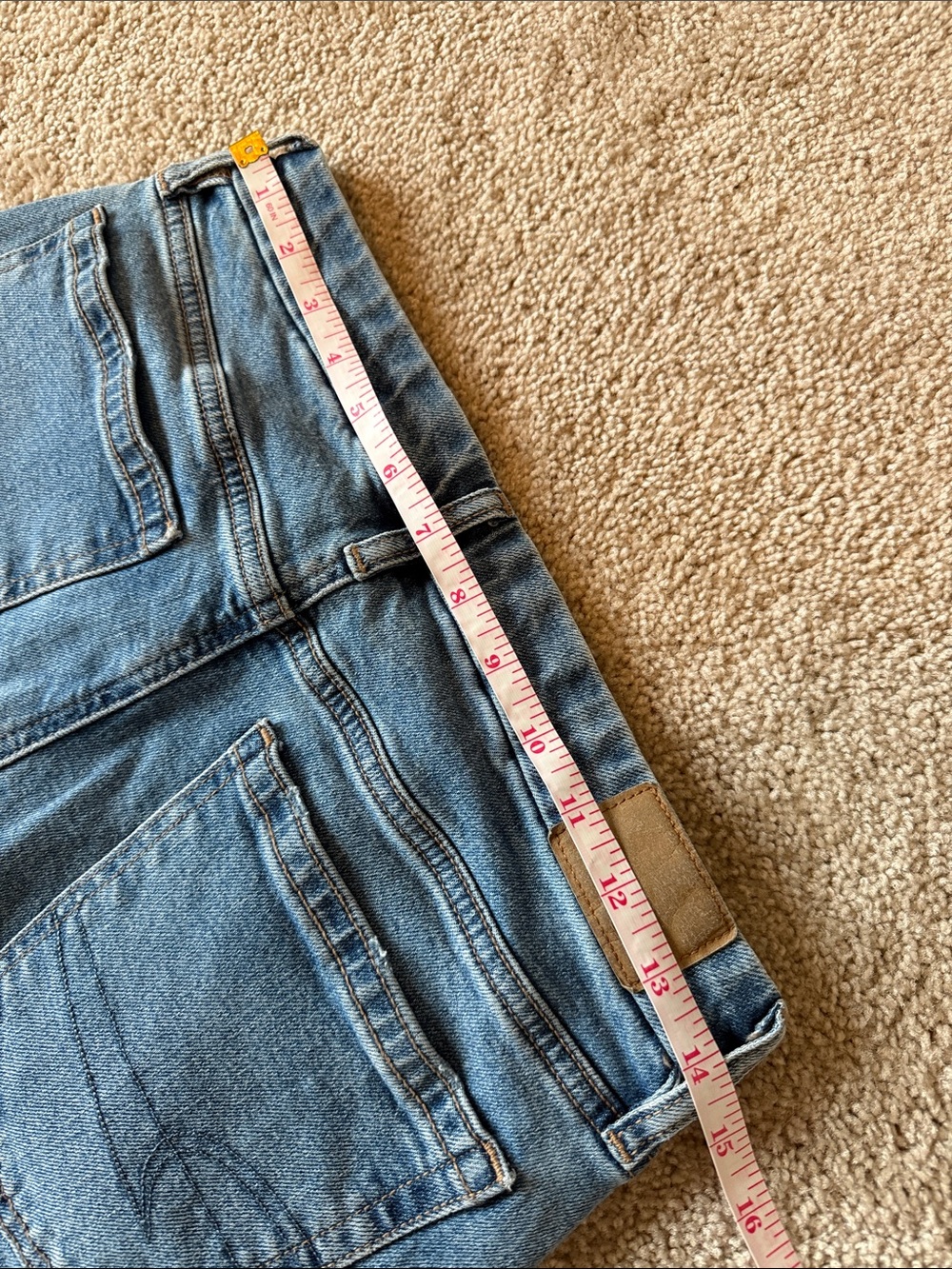 American Eagle Curvy High Rise Stovepipe Medium Wash Cut Off Jeans - Picture 9 of 9